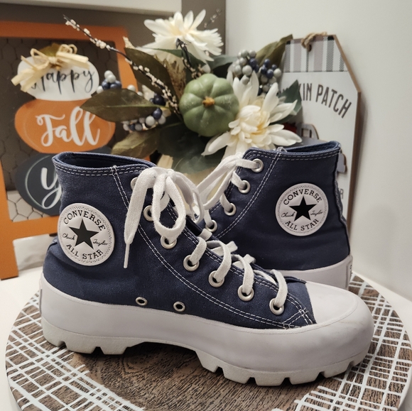 😍EUC Converse Chuck Taylor All Star High Top Lugged Lace Up Sneakers, Navy Blue - Picture 3 of 15
